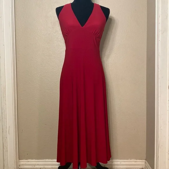 American Living | Dresses | Womens Red Halter Dress By American Living  Flare Skirt Midi Size 8 | Poshmark